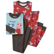 Wholesale - 4pc PIGGY BOYS LONG SLEEVE TOP W/PANTS PAJAMA SET SIZE 4, UPC: 196365176365